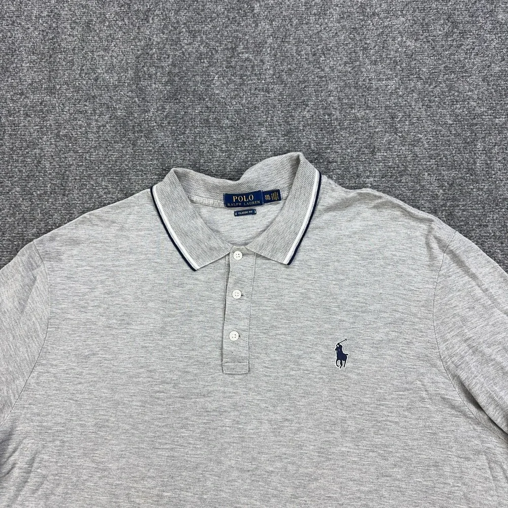 Polo Ralph Lauren Polo Shirt Mens 2XL Gray 100% Cotton Jersey Classic Fit Logo